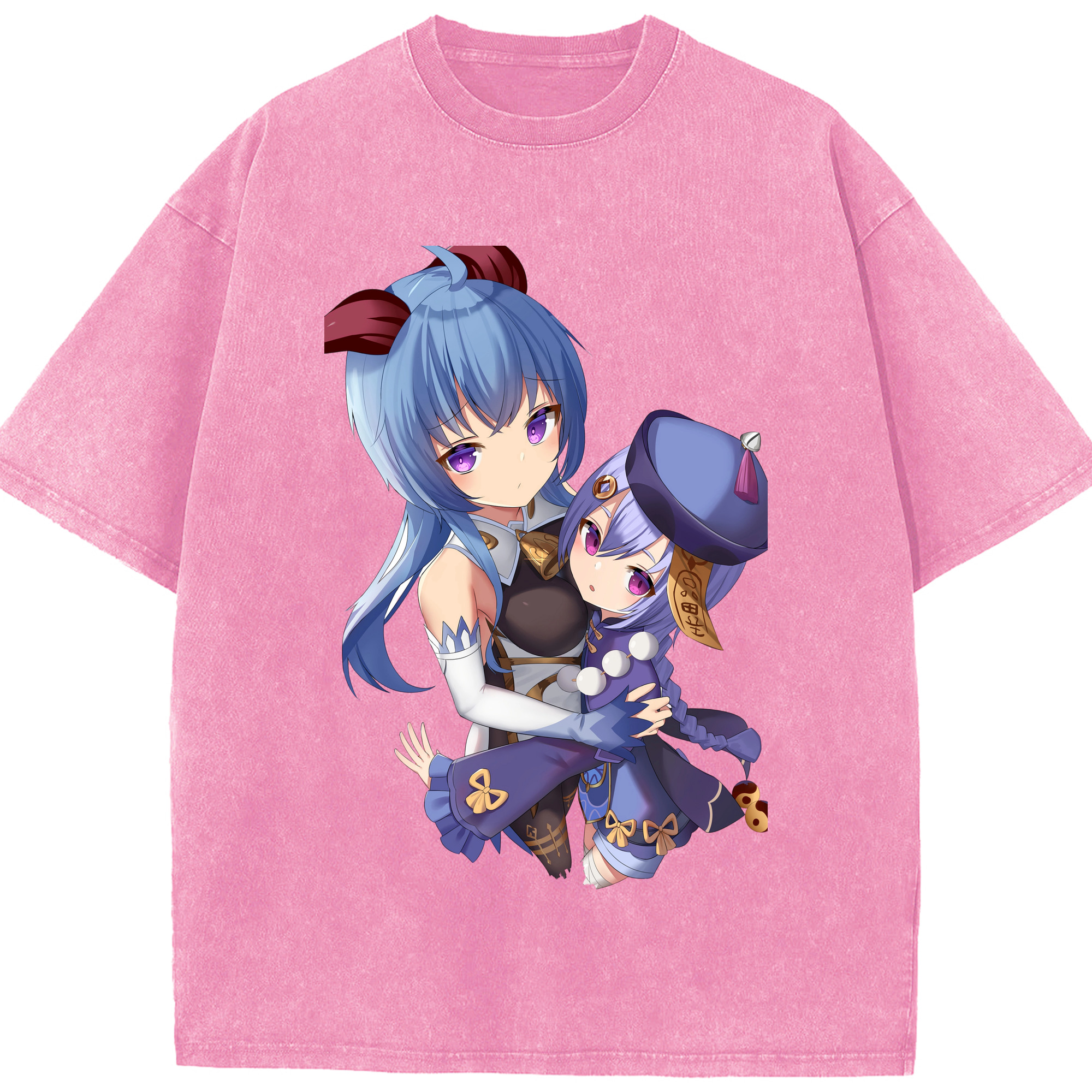 げんし神 甘雨 かんう genshin Ganyu 綿100% ヴィンテージ風 半袖Tシャツ（フロントプリント）